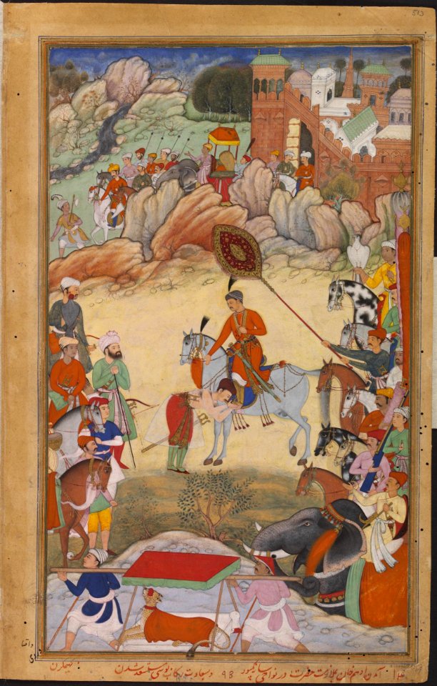 Adham Khan pays Homage to Akbar at Sarangpur, Akbarnama