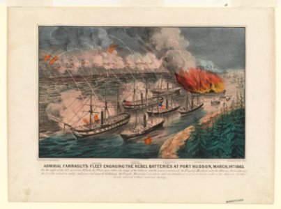 Admiral Farragut's fleet engaging the rebel batteries at Port Hudson, March, 14th 1863 LCCN90708419