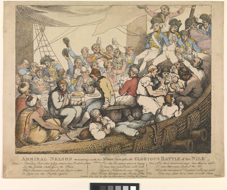 Admiral Nelson recreating with his Brave Tars after the Glorious Battle of the Nile (caricature) RMG PW3963
