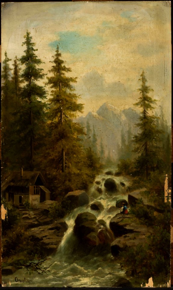 Adolf Chwala - Mountain landscape with a waterfall - M.Ob.2157 MNW - National Museum in Warsaw