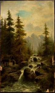Adolf Chwala - Mountain landscape with a waterfall - M.Ob.2157 MNW - National Museum in Warsaw