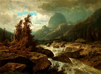 Adolf Chwala Berglandschaft mit Fluss