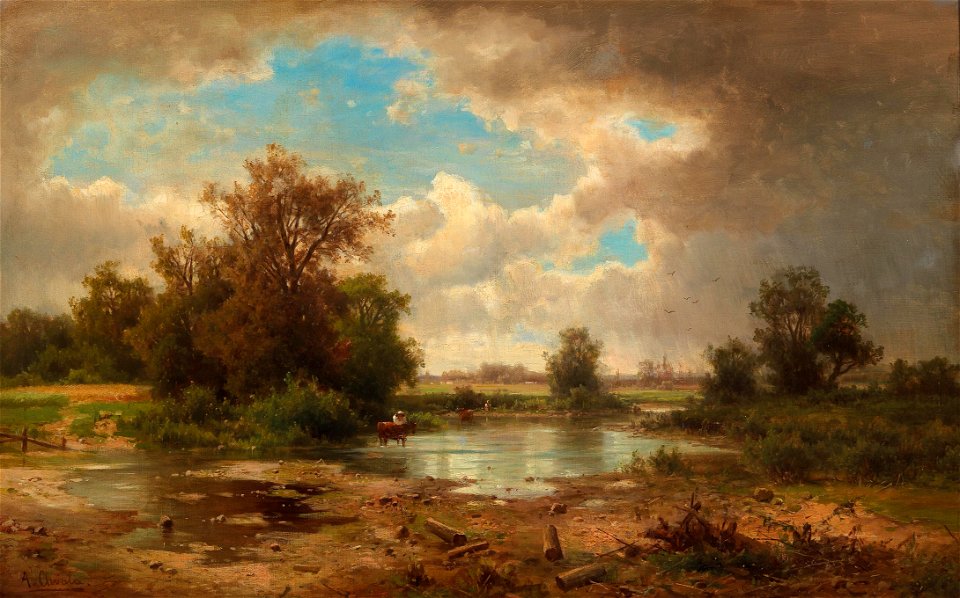 Adolf Chwala - Open Landscape with Pond