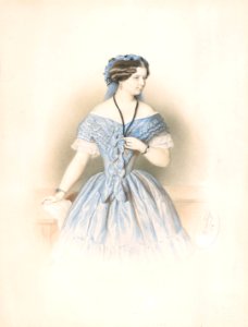 Adolf Dauthage Bildnis einer Dame in blauem Kleid 1854