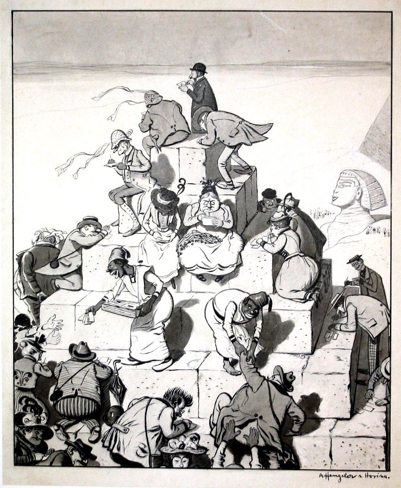 Adolf Hengeler - Touristen besteigen eine Pyramide in Ägypten, 1890