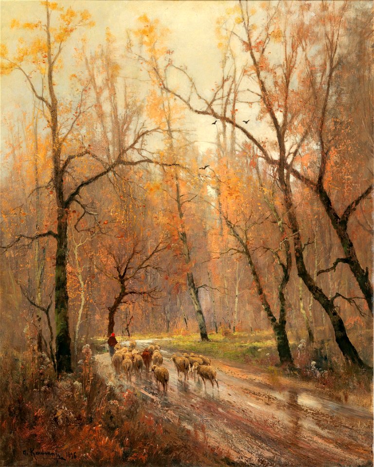 Adolf Kaufmann - Shepherdess Returning Home