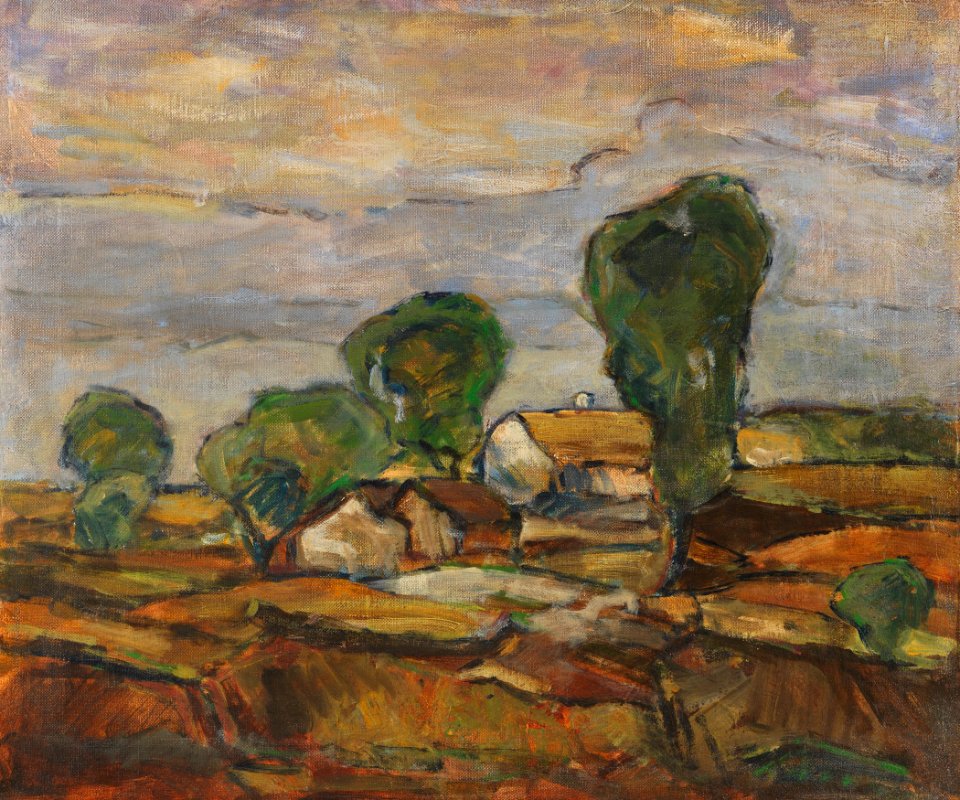 Adolf Hölzel Landschaft mit Häusern und Bäumen