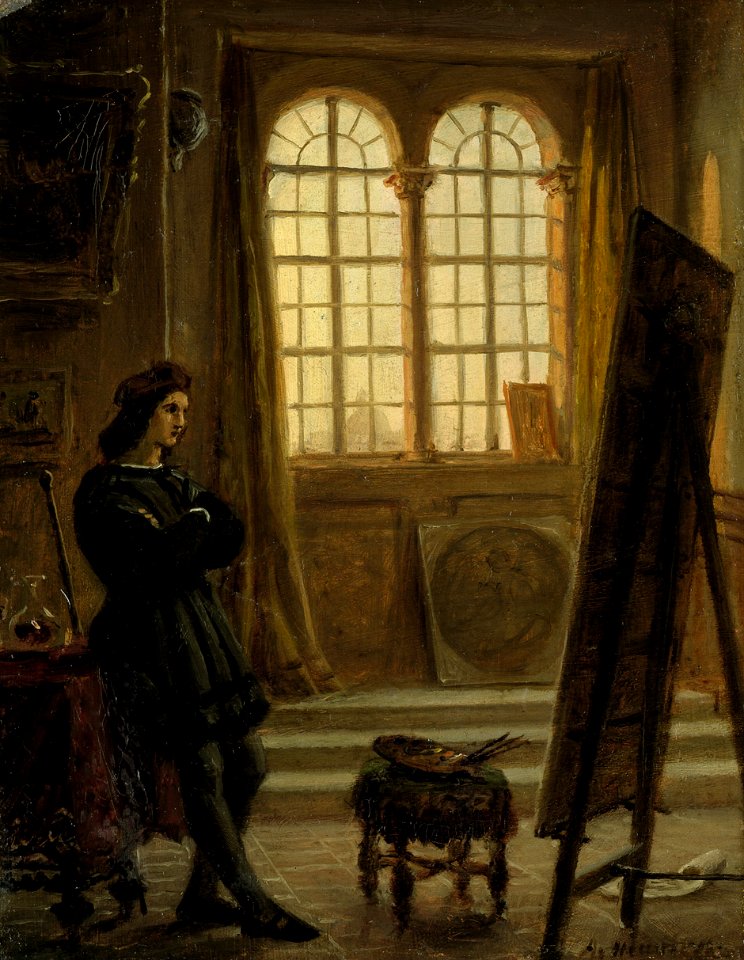 Adolf Henning Raffael in seinem Atelier