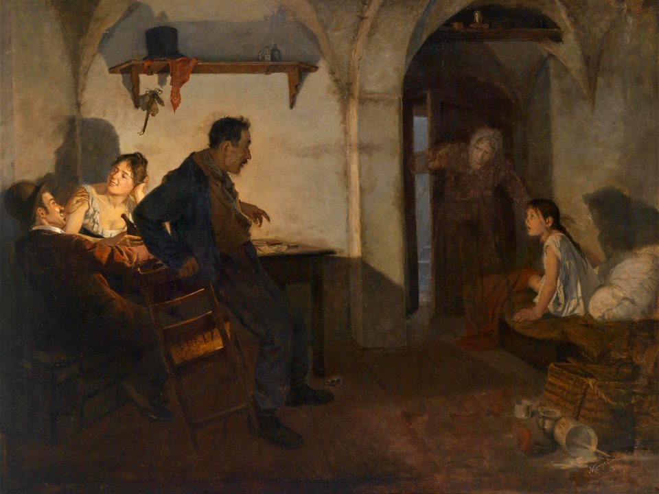 Adolf Karpellus Ländliche Interieurszene