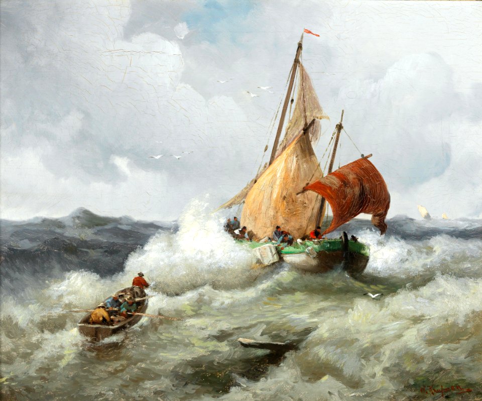 Adolf Kaufmann - Fischer in stürmischer See