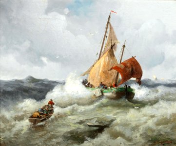 Adolf Kaufmann - Fischer in stürmischer See