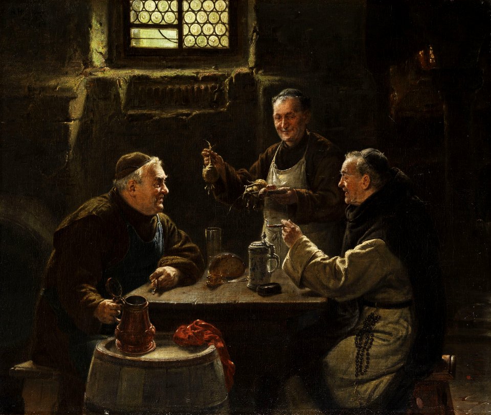 Adolf Humborg Drei Mönche bei der Vesper-Mahlzeit