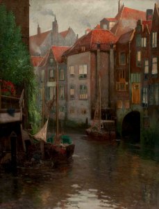 Adolf Kaufmann Boote in einer Gracht