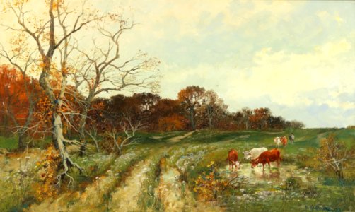 Adolf Kaufmann - Sommerlandschaft mit weidenden Kühen