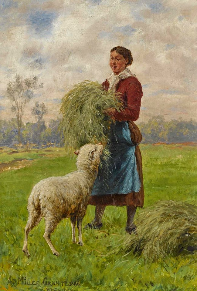 Adolf Müller-Grantzow Bauernmädchen mit Schaf