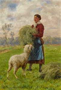 Adolf Müller-Grantzow Bauernmädchen mit Schaf