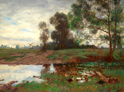 Adolf Lins Enten am Weiher