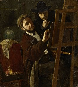 Adolf Oberländer - Oberländer und Karl Haider an der Staffelei - G 1768 - Lenbachhaus