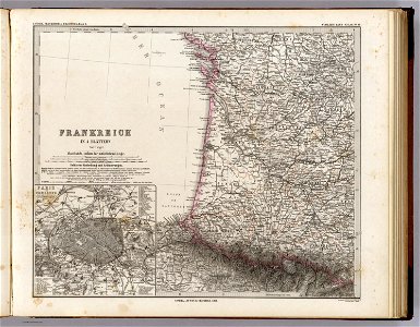 Adolf Stieler, Frankreich In 4 Blattern. Blatt 3, 1875 - David Rumsey