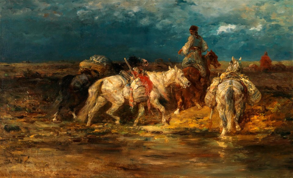 Adolf Schreyer Wallachische Lastpferde an der Furt