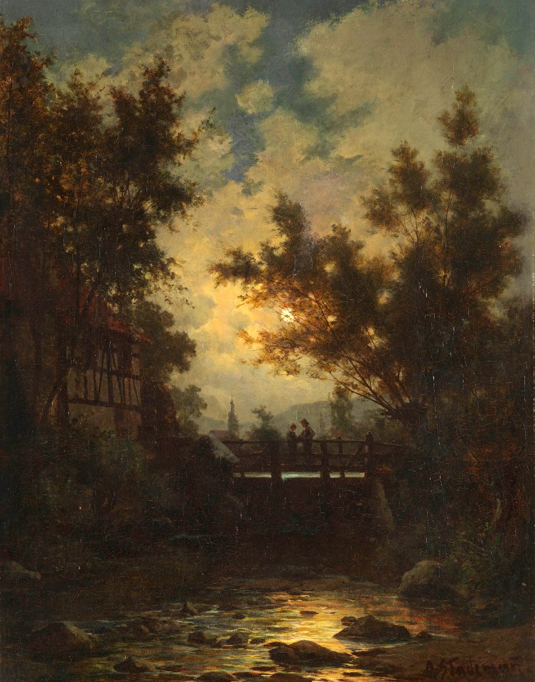 Adolf Stademann Vollmondnacht am Dorfbach