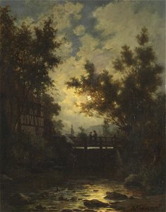 Adolf Stademann Vollmondnacht am Dorfbach