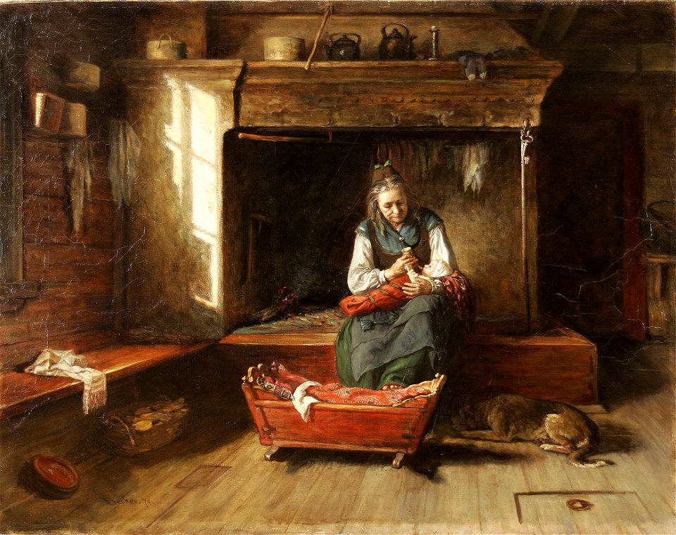 Adolf von Becker - Little One Being Fed