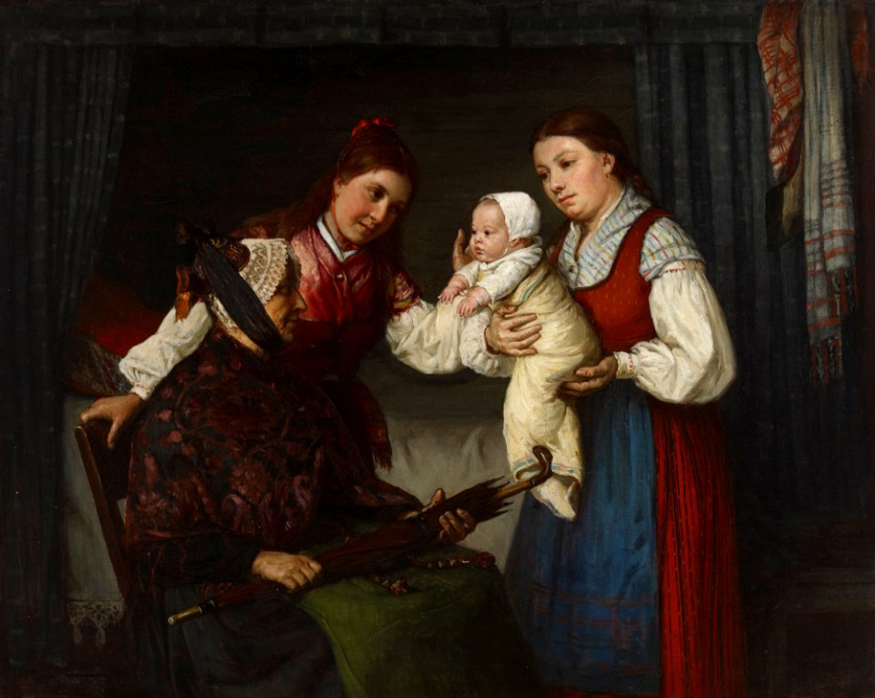 Adolf von Becker - Presenting the Baby - A I 109 - Finnish National Gallery