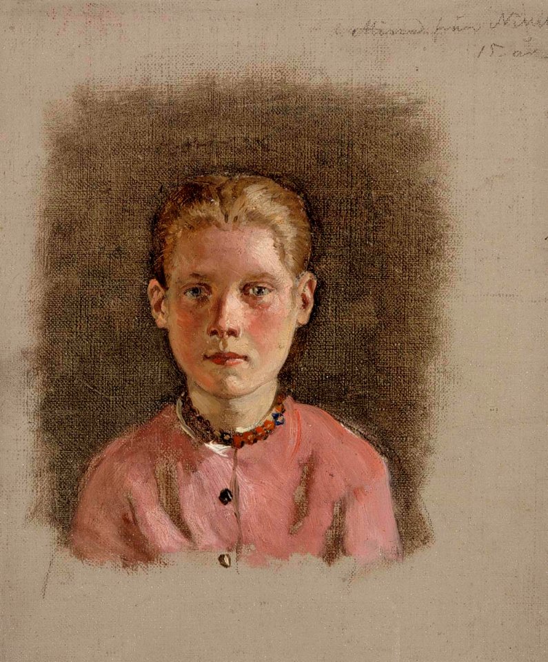 Adolf von Becker - Tytön pää, harjoitelma - A II 875-10 - Finnish National Gallery