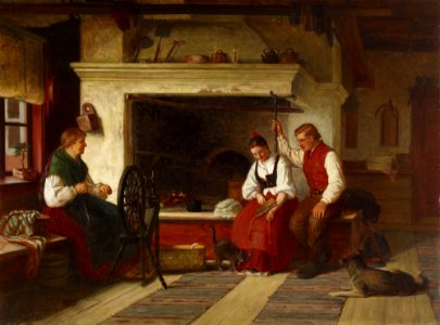 Adolf von Becker - By the Hearth, an Ostrobothnian Courting Scene