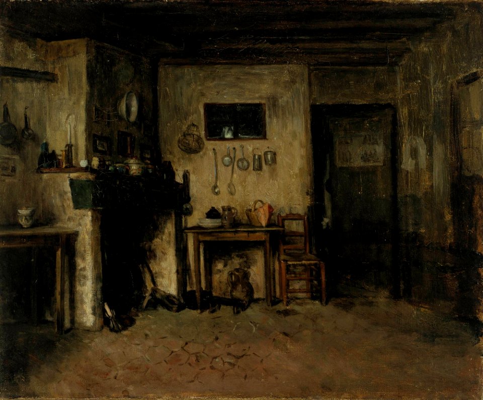Adolf von Becker - Sisäkuva ranskalaisesta maalaistalosta - A II 1205 - Finnish National Gallery