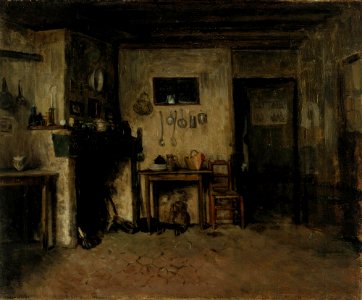 Adolf von Becker - Sisäkuva ranskalaisesta maalaistalosta - A II 1205 - Finnish National Gallery