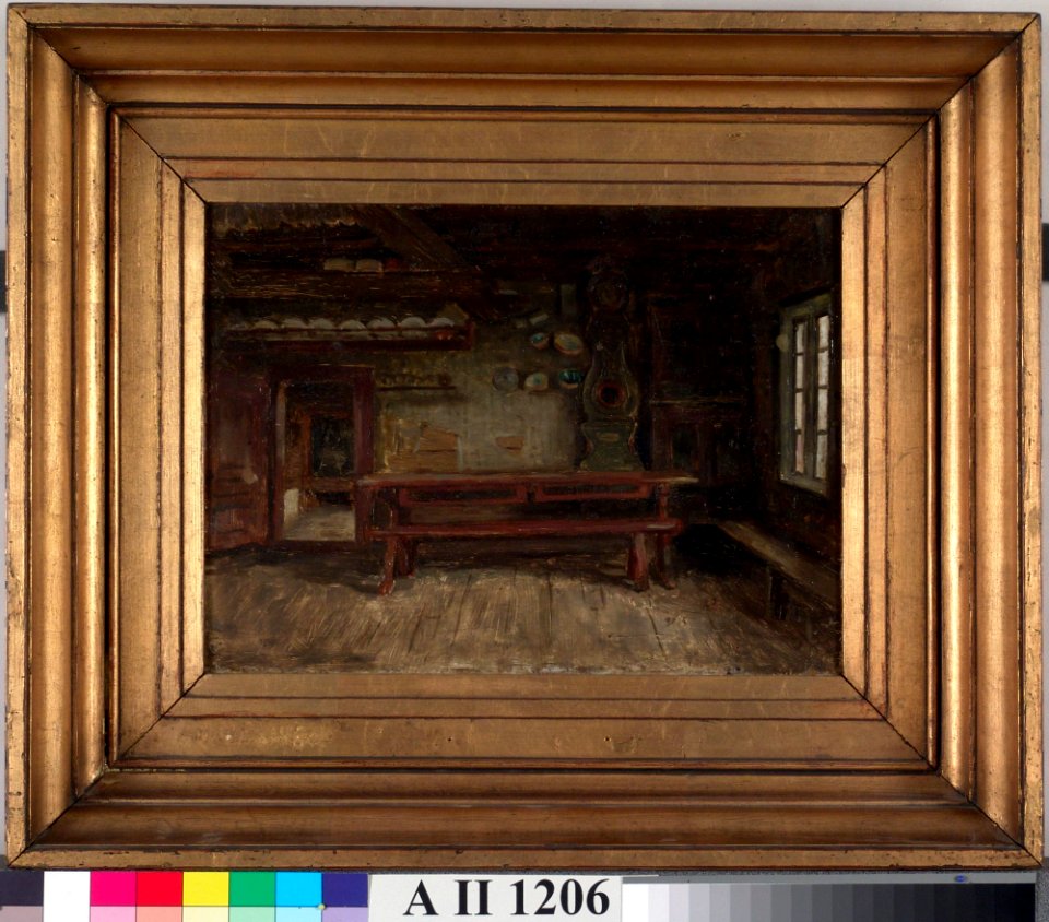 Adolf von Becker - Sisäkuva pohjalaisesta talonpoikaistuvasta - A II 1206 - Finnish National Gallery