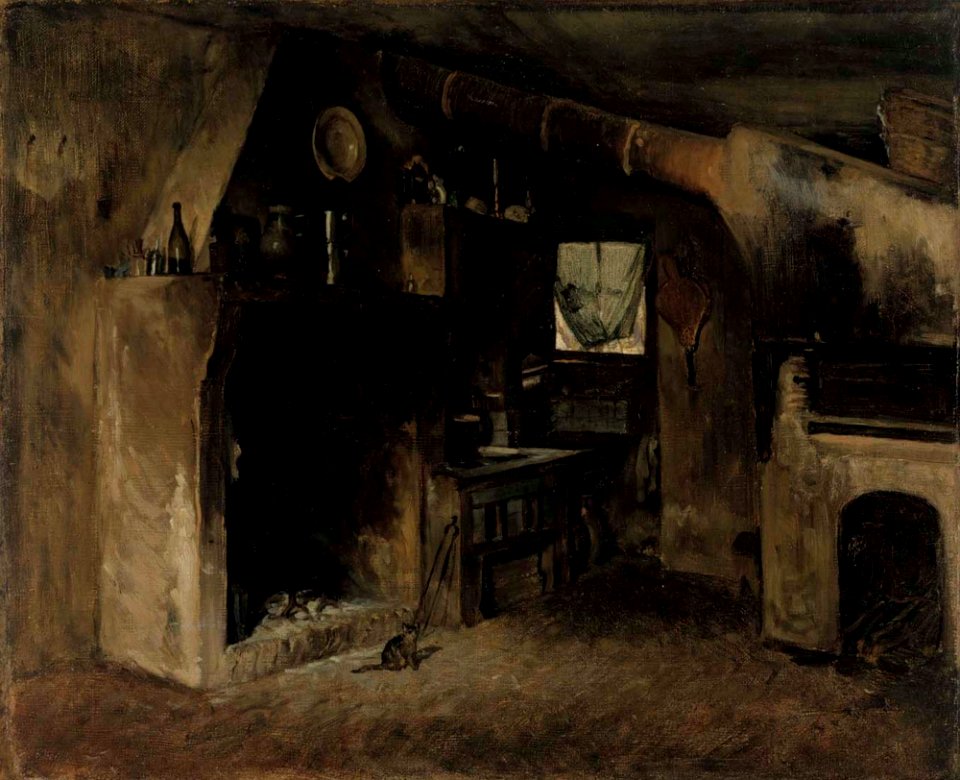 Adolf von Becker - Sisäkuva ranskalaisesta maalaistalosta - A II 1203 - Finnish National Gallery
