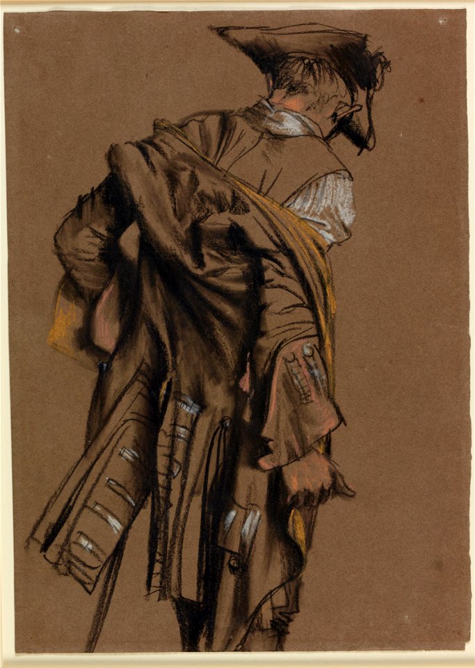 Adolph Menzel - Artist’s Model, Seen in Back View, Putting on an Eighteenth-Century Uniform - Google Art Project