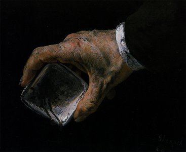 Adolph Menzel - Menzels rechte Hand mit Farbnapf