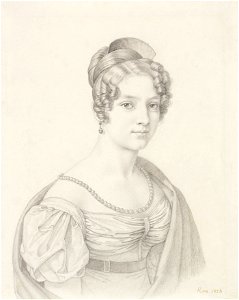 Adolph Senff (attr) Porträt einer jungen Dame mit Perlenkette 1823