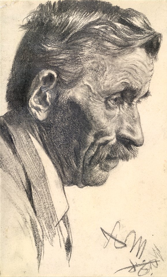 Adolph Menzel - A man's head - Google Art Project