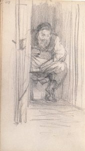 Adolph Menzel - Mann, auf einem Locus sitzend