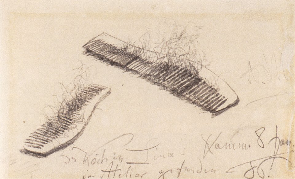 Adolph Menzel - Kamm mit Haaren in zwei Ansichten