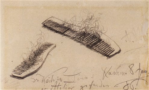 Adolph Menzel - Kamm mit Haaren in zwei Ansichten