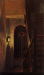 Adolph Menzel - Treppenflur bei Nachtbeleuchtung