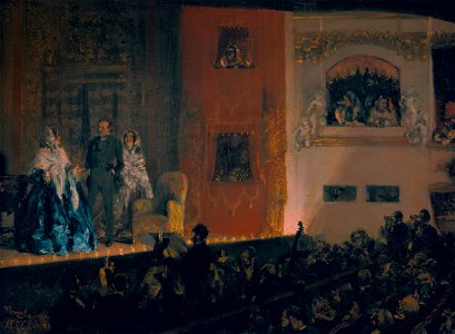 Adolph Menzel - Théâtre du Gymnase in Paris - Google Art Project. Free illustration for personal and commercial use.