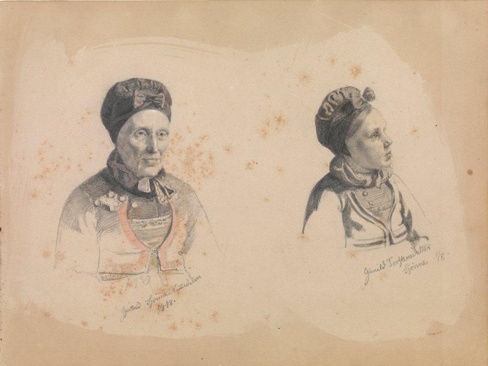 Adolph Tidemand Gjertrud Skjønne og Gunhild Torstensdatter Skjønne NG.K&H.B.04353