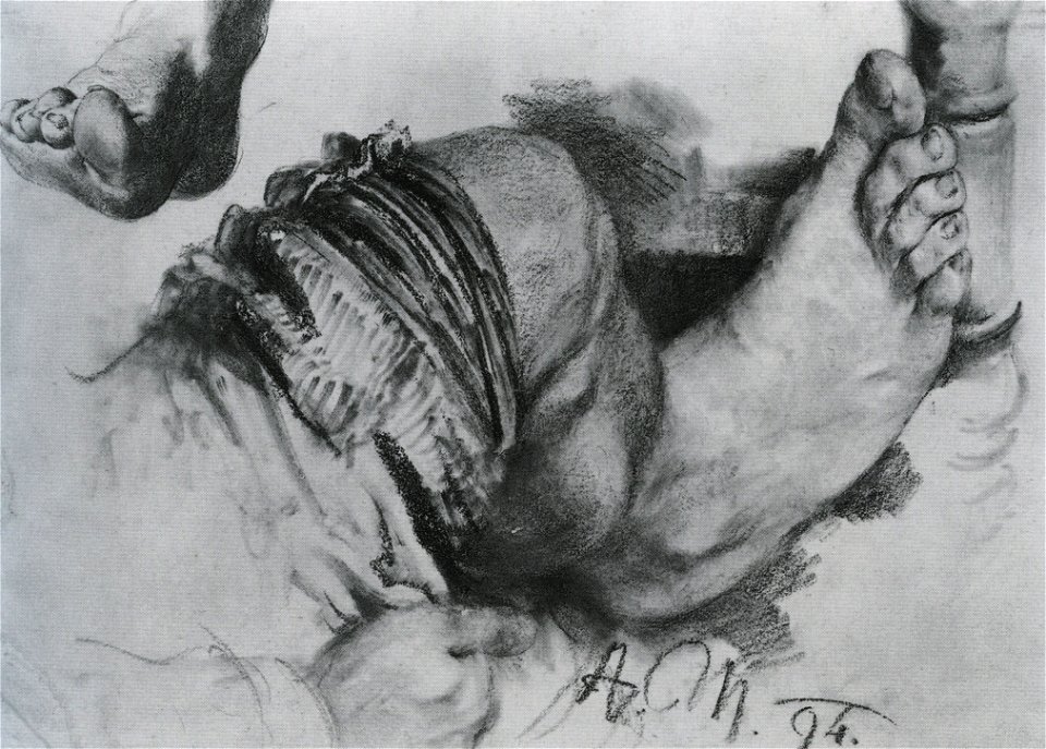 Adolph Menzel - Rechtes Bein mit aufgekrempelter Hose