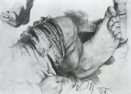 Adolph Menzel - Rechtes Bein mit aufgekrempelter Hose