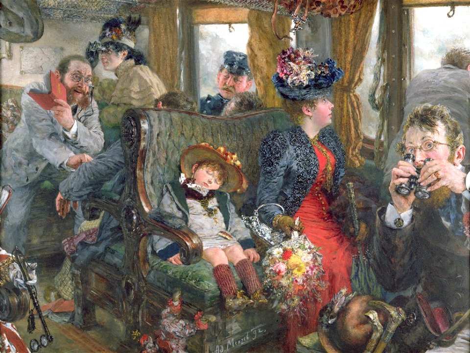 Adolph von Menzel - Auf der Fahrt durch schoene Natur 1892