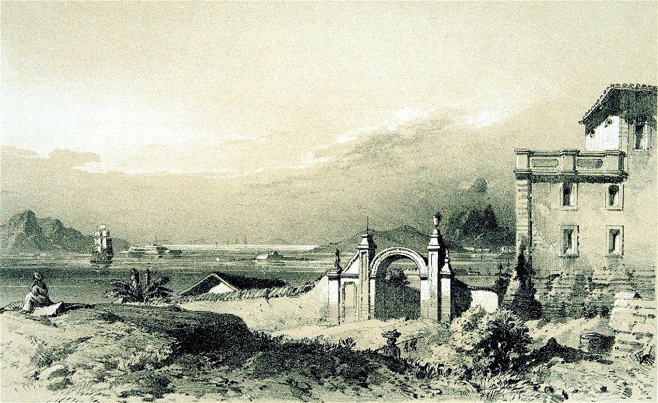 Adolphe d'Hastrel - Saída do porto, vista tomada do Morro do Castelo