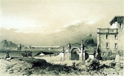 Adolphe d'Hastrel - Saída do porto, vista tomada do Morro do Castelo