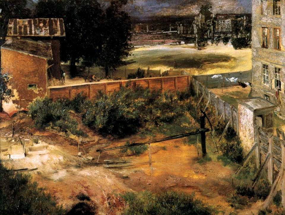 Adolph von Menzel - Rear of House and Backyard - WGA15047